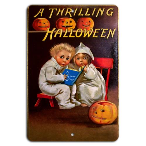 Thrilling Halloween Night Ghostly Tales Pumpkin LightsAluminumtin sign 20x30cm(7.8x11.8inch)
