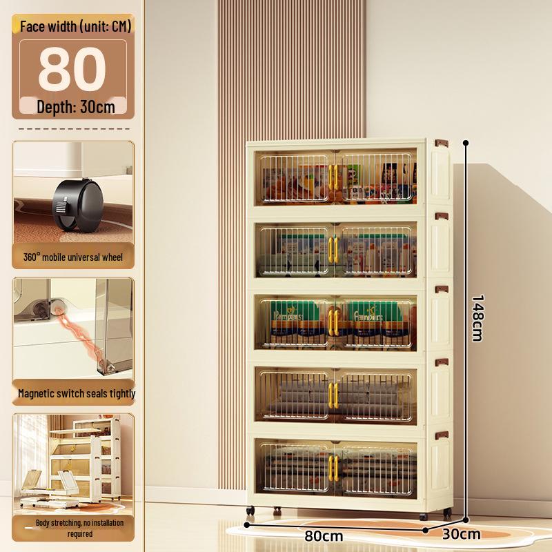 70-90cm No-Install Folding Storage Cabinet for Home, Living Room, Bedroom, Multi-layer Wardrobe, Sundries Organizer.