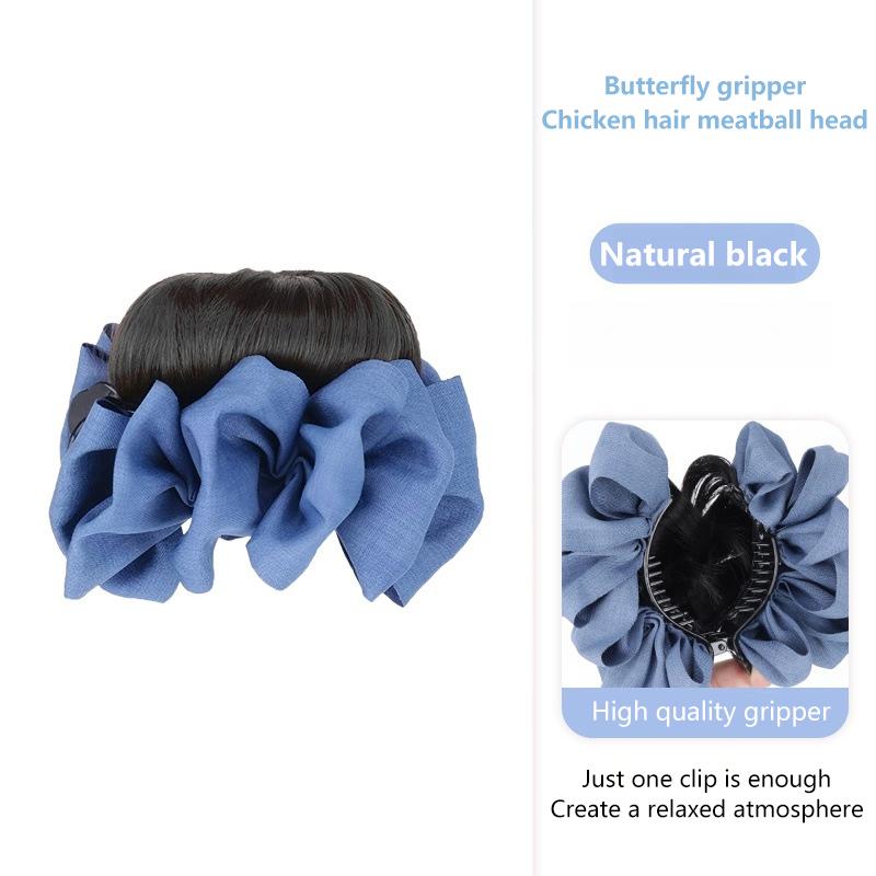 Synthetic Hair Bun Claw Clip With Hair Band Natural Wig Hair Clip Fluffy Brown Black Bun Head Wig Hair Accessories