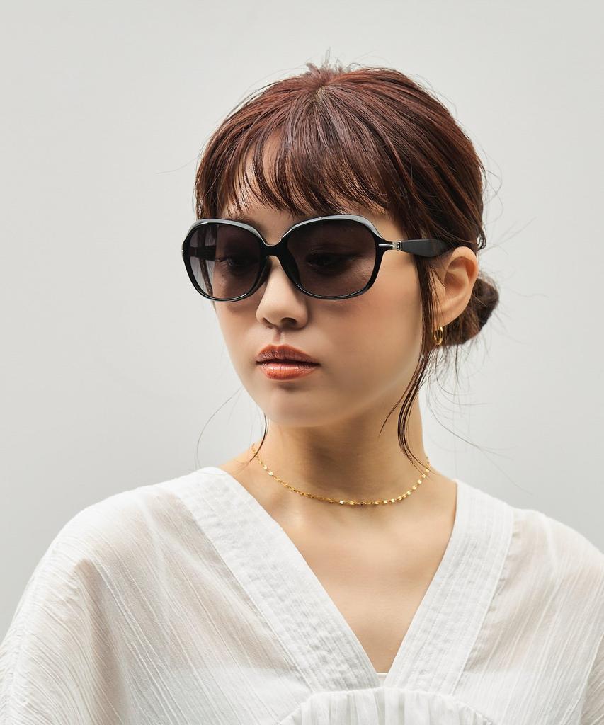 [Zoff] SUNCUTGlassesUV100% CUT Wellington-style Sunglasses (Black, ZA251G4214E1)  Rubber Temples, Anti-Slip, Colored Lenses, UV Protection, Men's &