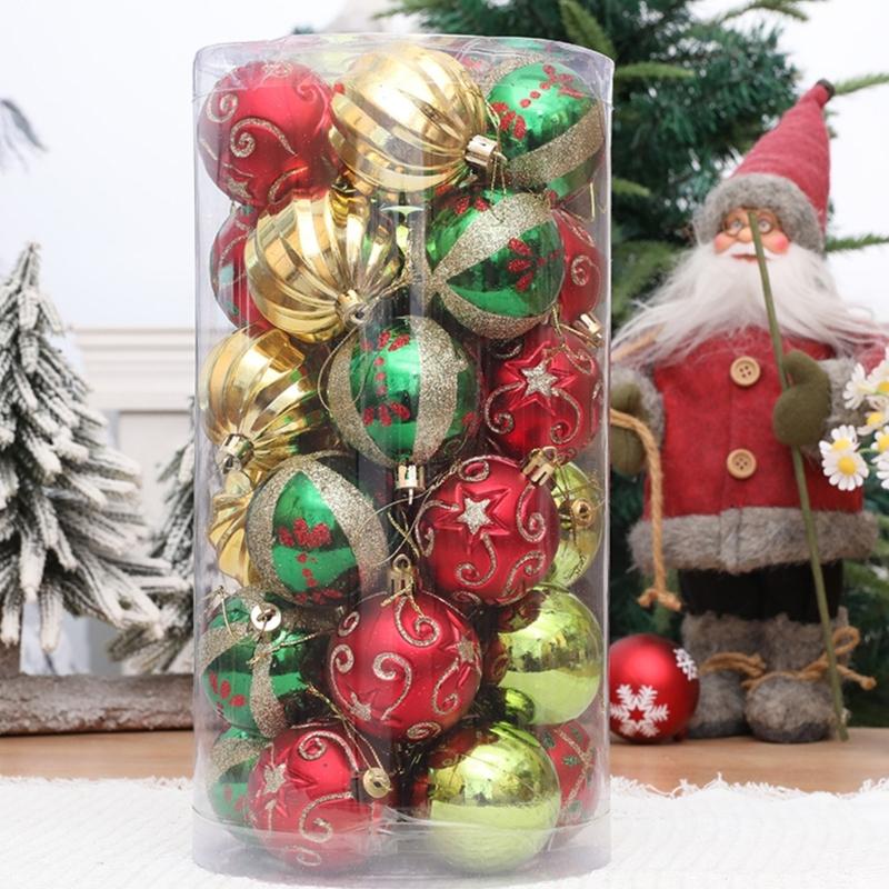 Set of 30 Unique Shape Colorful Baubles Christmas Tree Ornament Electroplated and Painted Sphere for Festival Decors