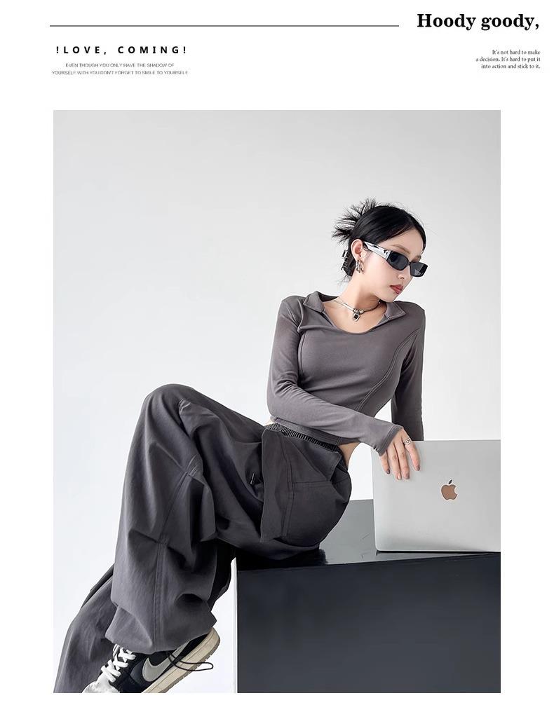 Women’s High Waist Wide Leg Windproof Cargo Pants - Black, Spring/Summer 2025 Collection
