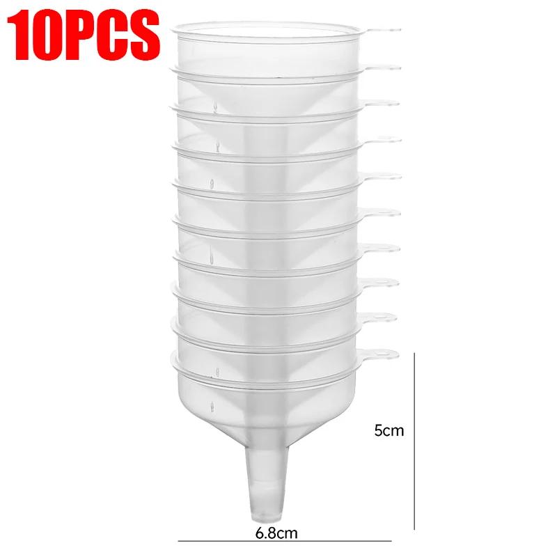 10/60PCS Mini Plastic Transparent Funnels Small Mouth Liquid Oil Funnels Cosmetic Liquid Dispenser Lab Bottles Filling Tools