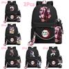 2Pcs/set Anime Demon Slayer Printed Backpack with 750Ml Water Bottler for Teenager Girl Boy Large Capacity Waterproof Bookbag Gift