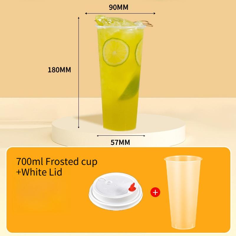 90mm Mouth Commercial PP Injection Cups  Disposable Milk Tea Cups with Lids Thickened High Transparent Plastic Drink CupsLarge Caliber Straws