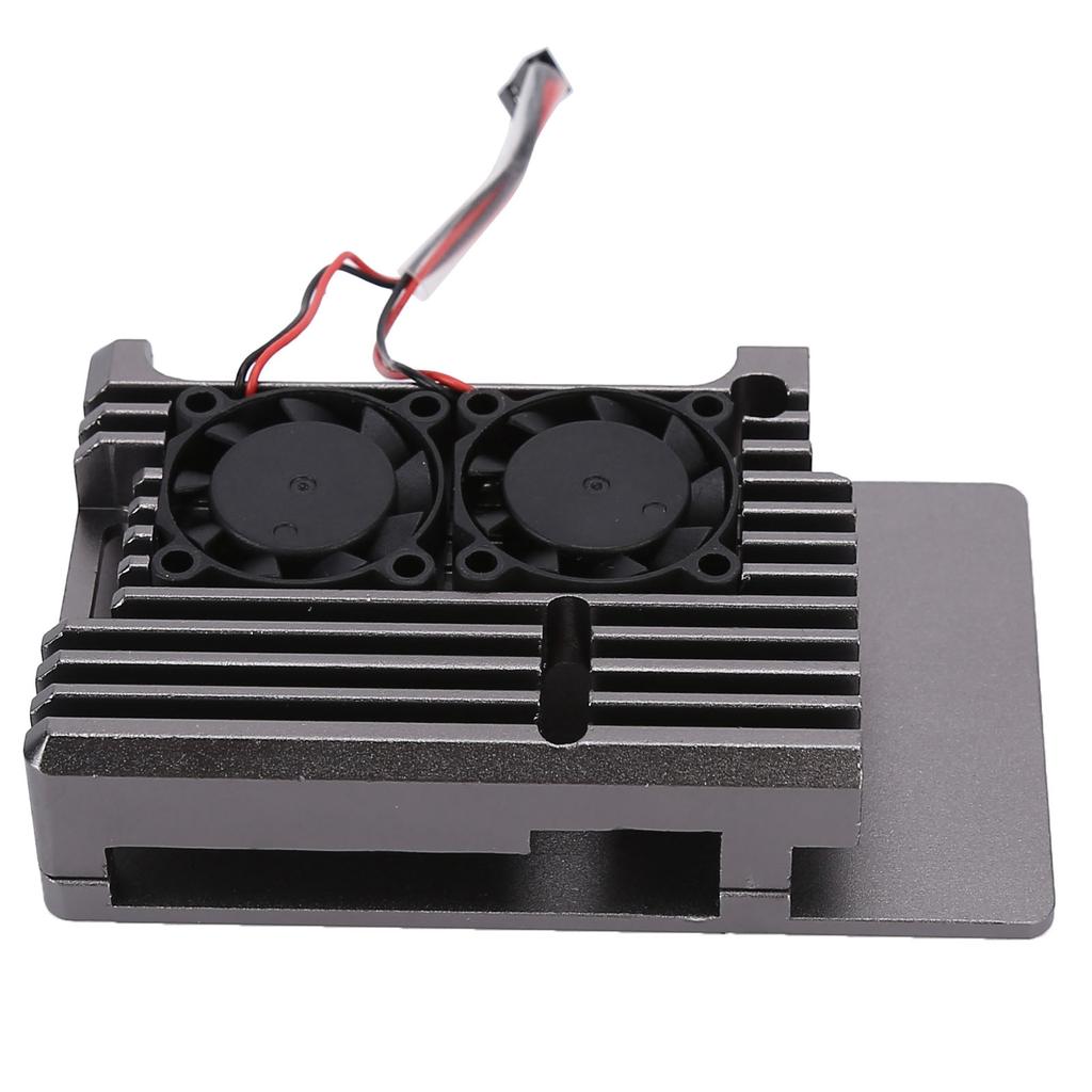 Carcasă de Răcire din Aliaj de Aluminiu Carcasă pentru Disiparea Căldurii cu Ventilator pentru Raspberry Pi 4 B ModelGri