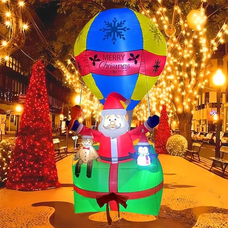 Christmas Decoration Inflatable Toys Hot Air Balloon Santa Claus with LED Light 2.7M Inflatable Model Indoor Outdoor Decor