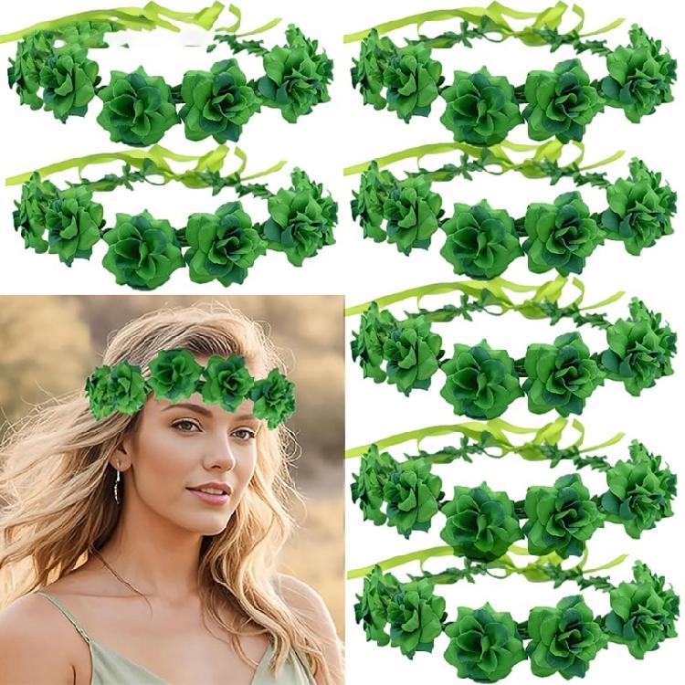 StPatricks Day Headband Fabric Flower Hair Hoop Music Festival Women Headwear