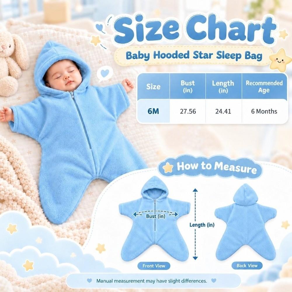 Star Shape Newborn Hooded Romper Flannel Baby Sleeping Bag Cute Infant Blanket Winter