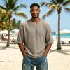 Men's Knit Short Sleeve T-Shirt - Casual Neck Summer Top, Color Tee for Everyday Wear