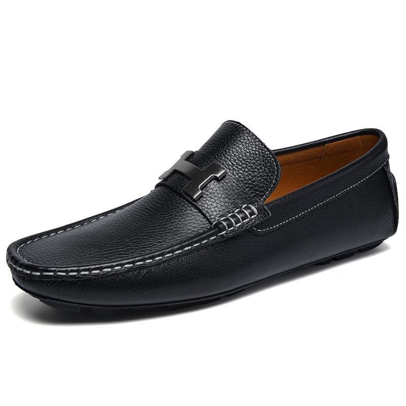 

Мужская обувь большого размера Обувь Doudou мужская обувь для вождения одной педалью ленивая обувь красочная повседневная обувь кожаная обувь из коровьей кожи мужская 37 чёрный