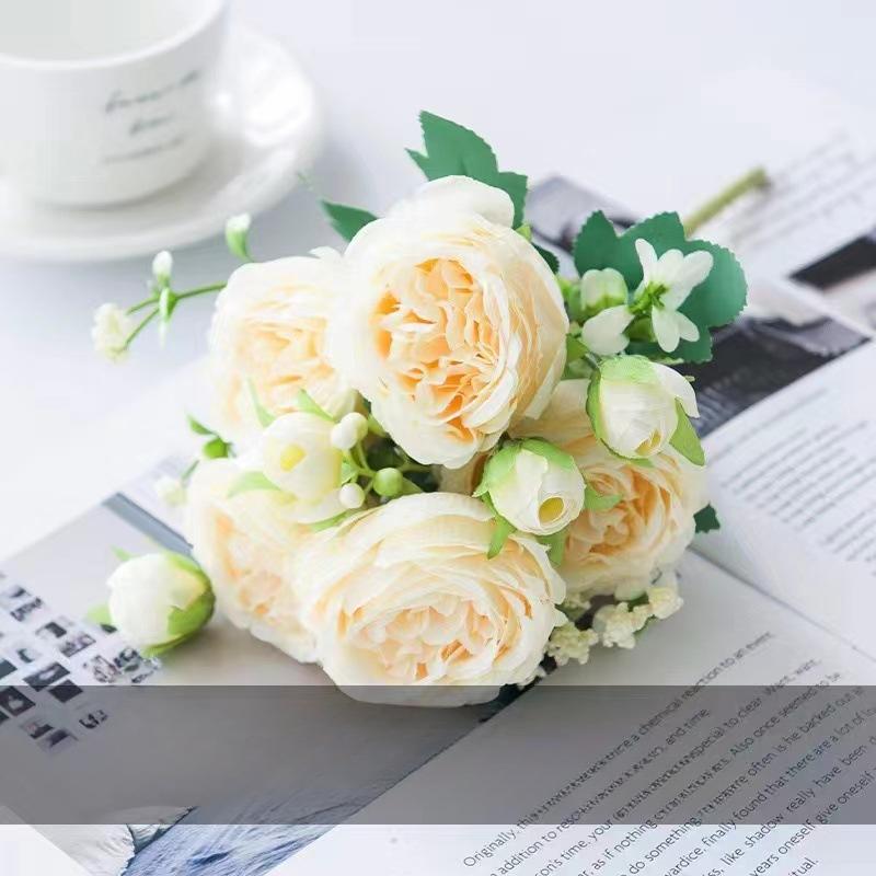 Artificial Flower Fake Silk Peonies Used for Home Room Vase Decoration Christmas Wreath Wedding Bouquet Party Accessories