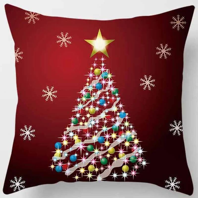 Christmas Decorative Pillowcase Snowman Tree Pattern Printed Pillowcase Sofa Cushion Cover Room Decorative Cushion Cover