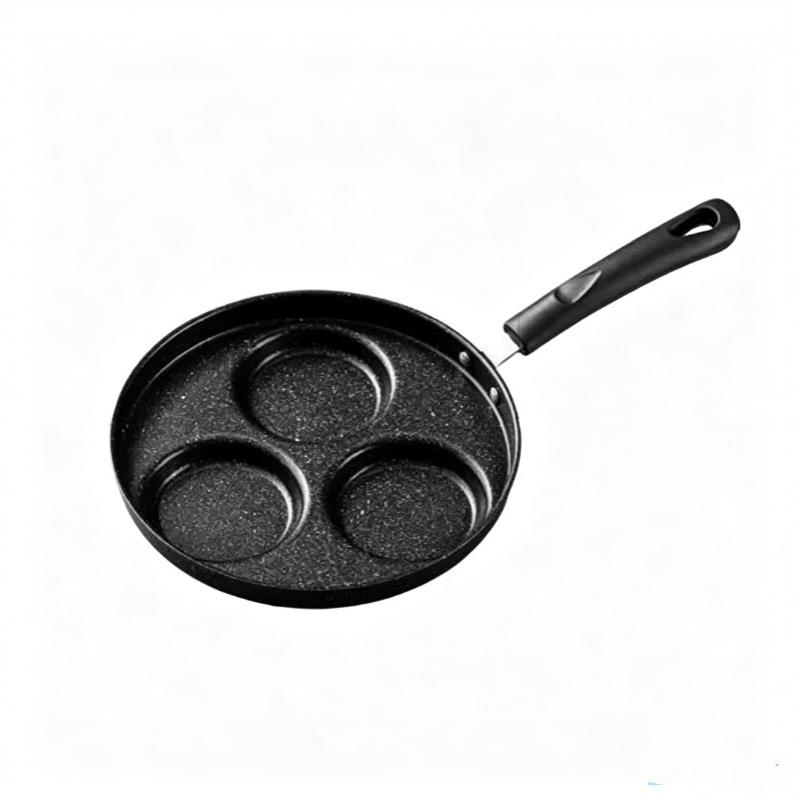Non Stick 4 Section Maifan Stone Frying Pan Anti Scald Handle Even Heating For Home Kitchen Breakfast Cooking