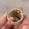 Chinese Tibet Silver Carving Skull Head Statue Ring Decoration Gift Collection
