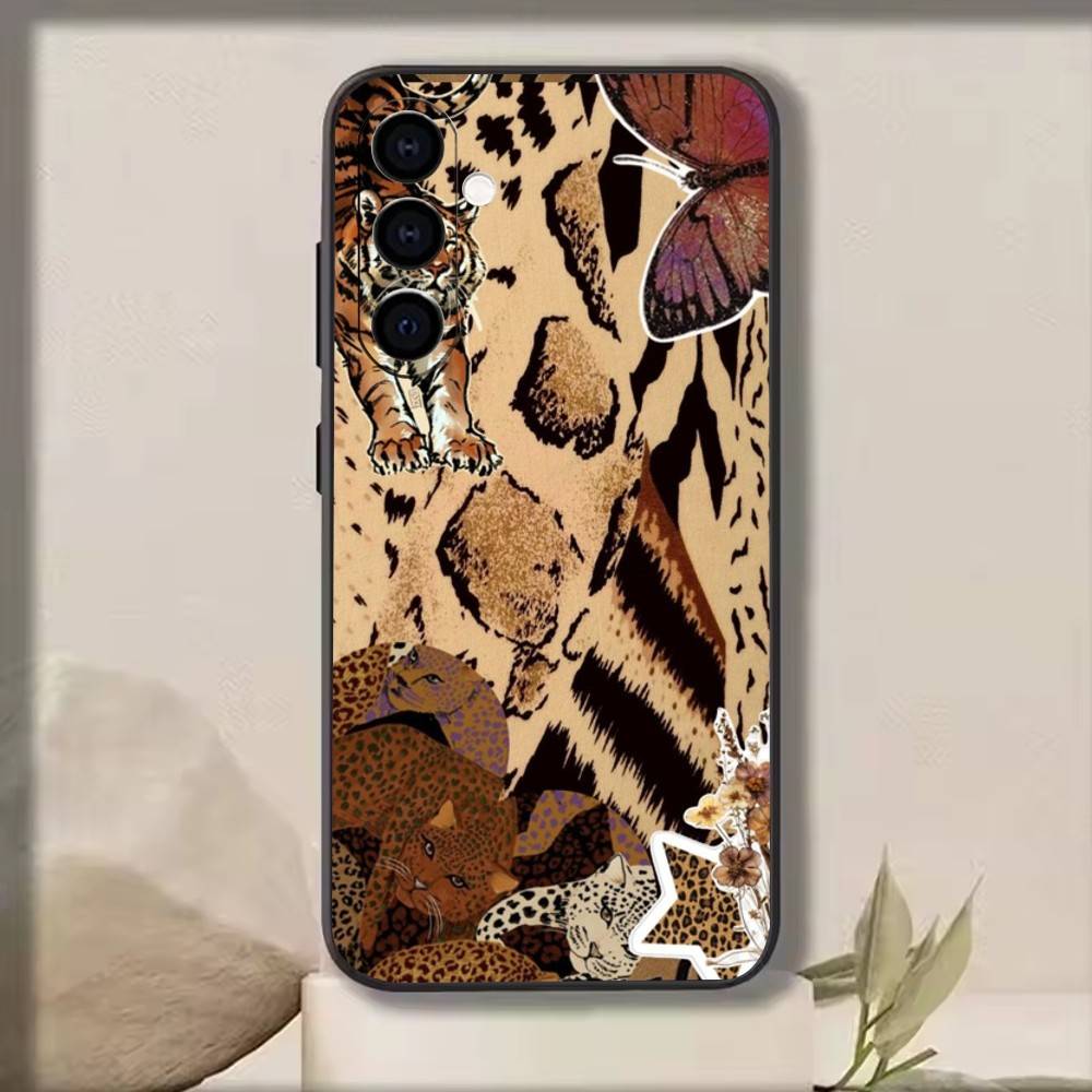 Leopard Print Tiger Skin Phone Case For Samsung Galaxy A73,A72,A71,A70,A53,A52,A51,Others Soft Black Cover