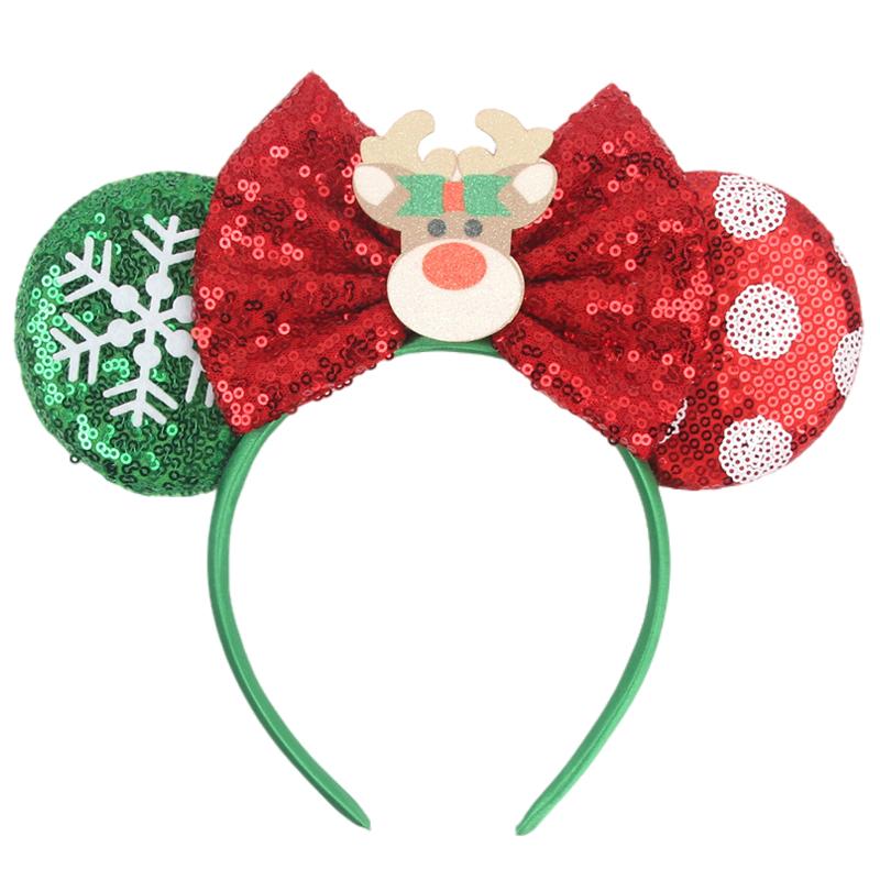 Neues Weihnachts-Mausohren-Stirnband für Mädchen Einheitsgröße Pailletten Schleife Haarband Festival Party DIY Haarschmuck Boutique