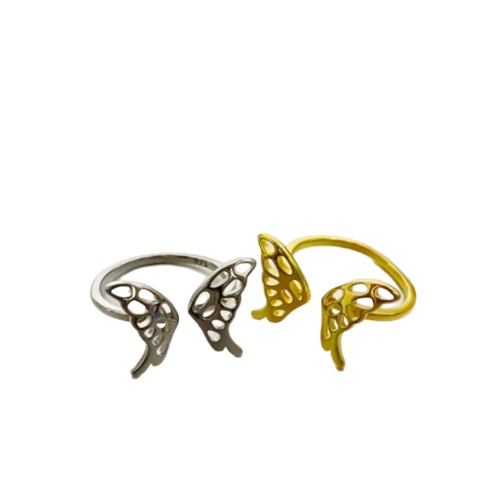Customizable Open Butterfly Ring with Smooth Surface and Adjustable Wide Band