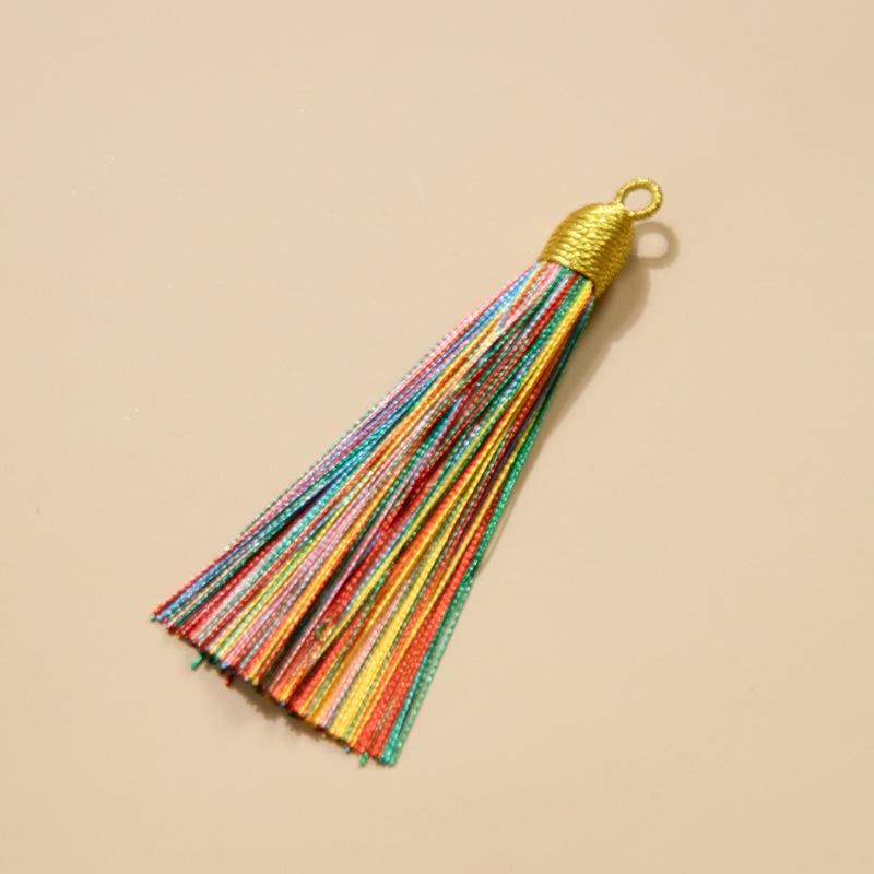 8Cm Pull Ring Gold Silk Threaded Cap Fringed Spike Polyester Fringed Antique Hanging Spike Bookmark Sachet Jewelry Accessories