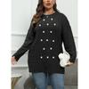 Women's Pullover Top Plus Size Women's Round Neck Knitted Beaded Sweater Autumn Winter New Base Shirt