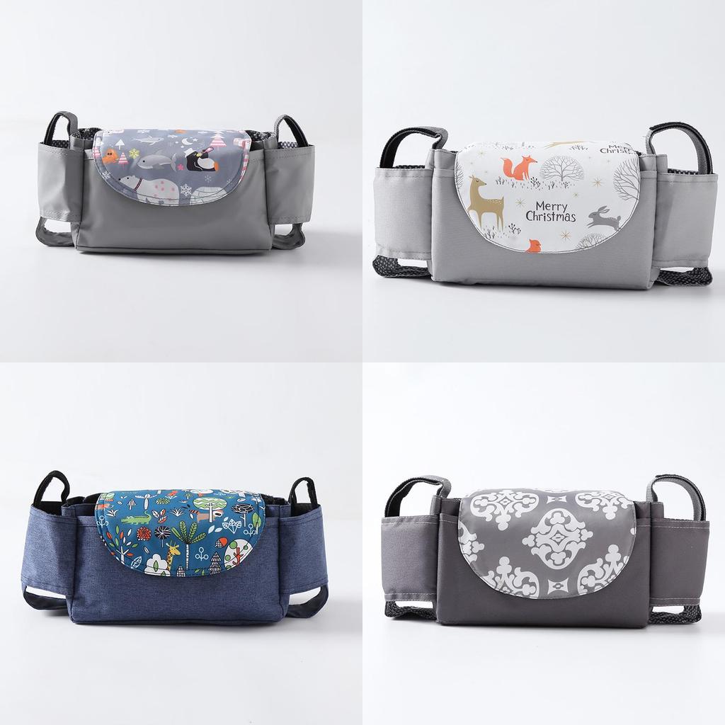 Baby Stroller Organizer Bag With Oxford Fabric Multiple Storage Pouch For Bottle And Water Cup Holding