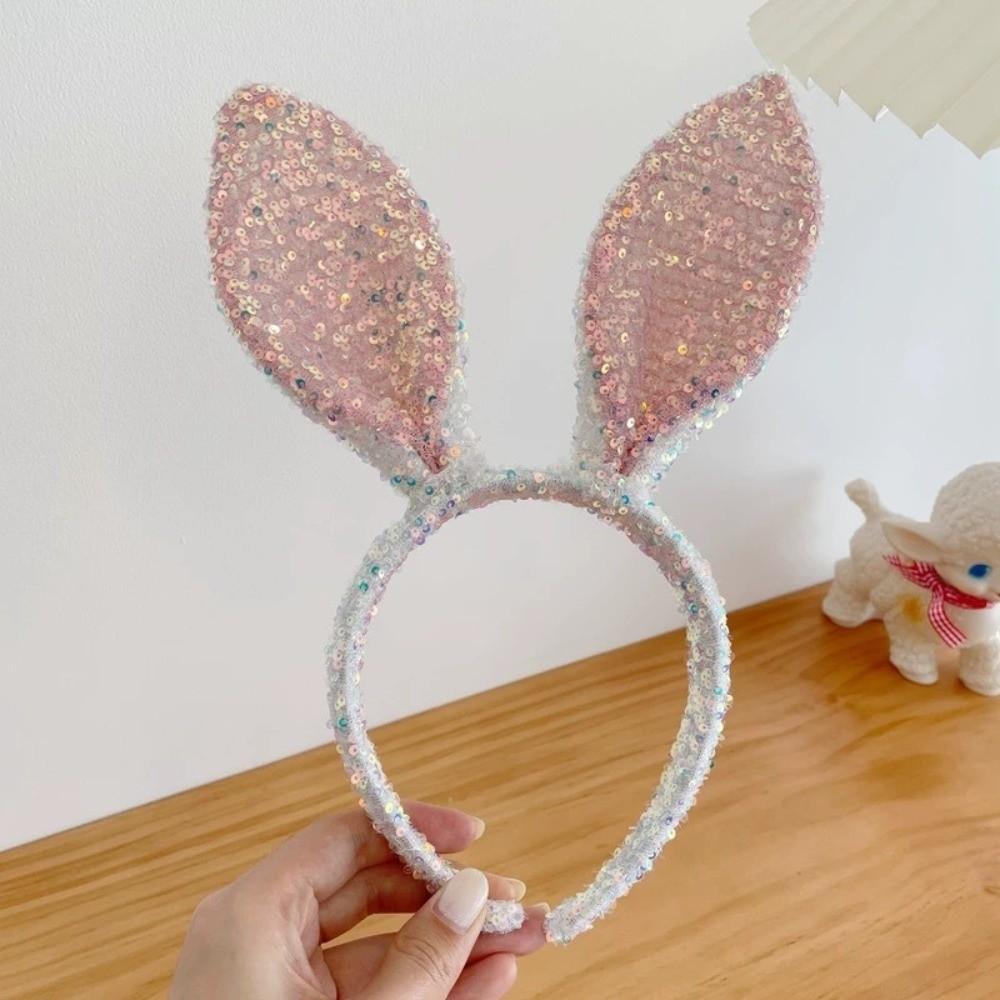 Cartoon Bunny Ears Headband Glitter Rabbit Ear Hairband Fashion Easter Bunny Headband  Party
