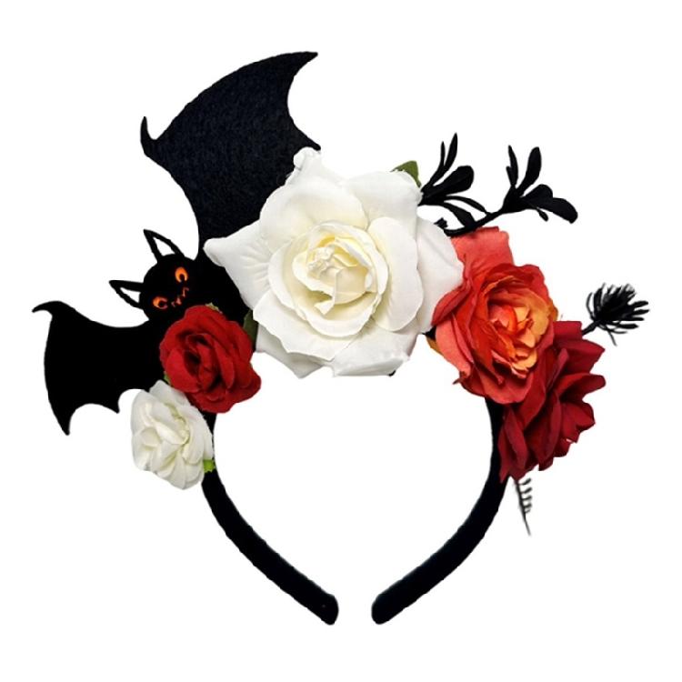 Halloween Themed Rose Bat Hairband Practical Resin Headband Nonslip Design For Cosplay Photography Costume Parties