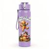 1PC Christmas Bear Gift Cartoon Print 750ml Color Plastic Sports Water Bottle Leakproof Flip Straw Lid Suitable for Sports Office Home Use