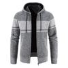 Men's Hooded Cardigan Sweater - Plus Velvet, Thick, Versatile, Knitwear Color Block Jacket for Autumn/Winter
