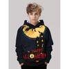 Boy Halloween Hoodie - Ghost Castle, Bat and Full Moon Pattern - "Happy Halloween" Text Halloween Gift