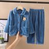 Børneansigtsklud Pyjamas Efterår og Vinter Drenge Drenge Fortykkede Langærmede Koralfleece Baby Piger Hjemmetøj Sæt