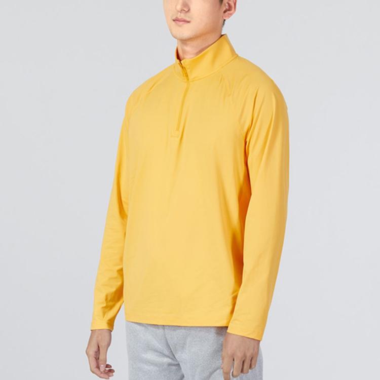 Under Armour Solid Color Half-Zip Sports Casual High Collar Dopamine T-Shirt Men Tops Yellow 1373729-782