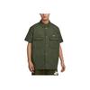 Life Solid Color Woven Military Style Casual Comfortable Embroidered Short Sleeve Shirt Men Shirts Khaki-Green DX3341-325