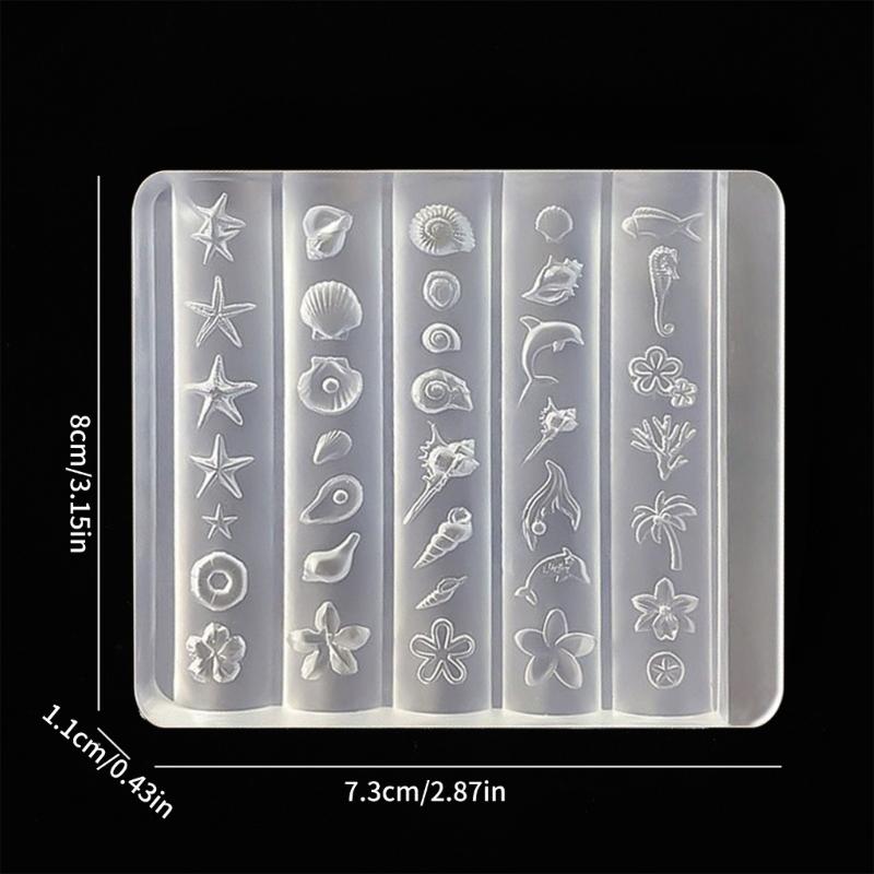 Accessoire Moule Silicone pour Nail Art Moule Décoratif pour Ongles Série Marine Texture Silicone Parfait pour Divers Types d'Ongles