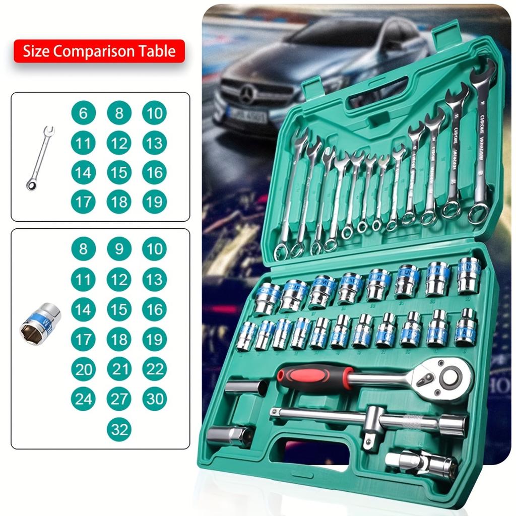 37pcs Mechanics Sockets Set Ratchets Wrench 1/2"Drive  Standard Sockets,Mechanic Tool Kits For Auto Repair Combination Wrenches