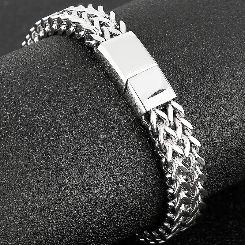 Gold Color Stainless Steel Bracelet Men 11MM Link Chain Men's On Hand Bands Bracelets Male Jewellery Iron Mannen Armband