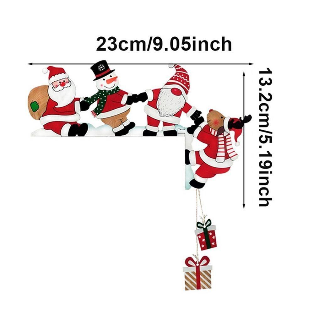 1/2 pcs Christmas Door Corner Decor Cartoon Wooden Pendant New Door Frame Decor Card