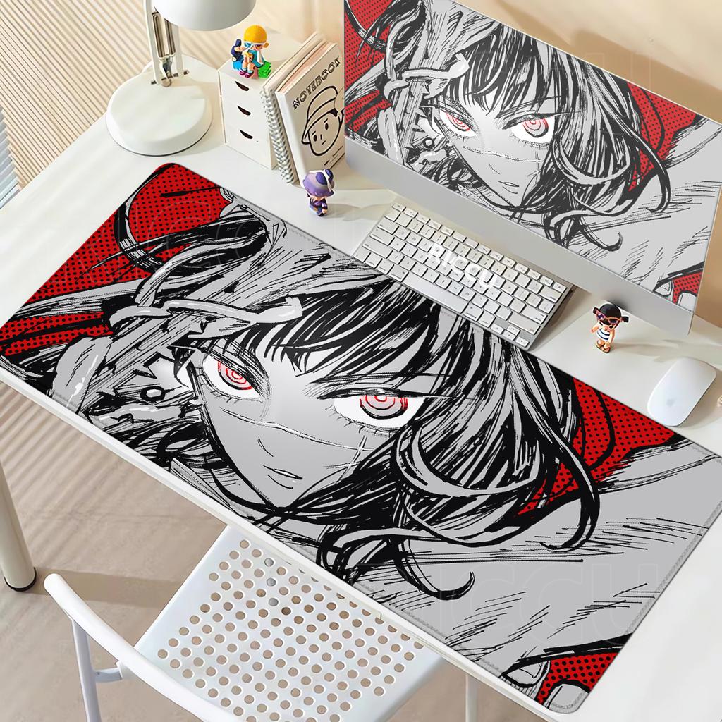 Tapis de Souris XXL Chainsaw Man Reze pour Ordinateur Portable Tapis Antidérapant pour Clavier PC Tapis de Bureau Accessoires de Jeu Kawaii Makima