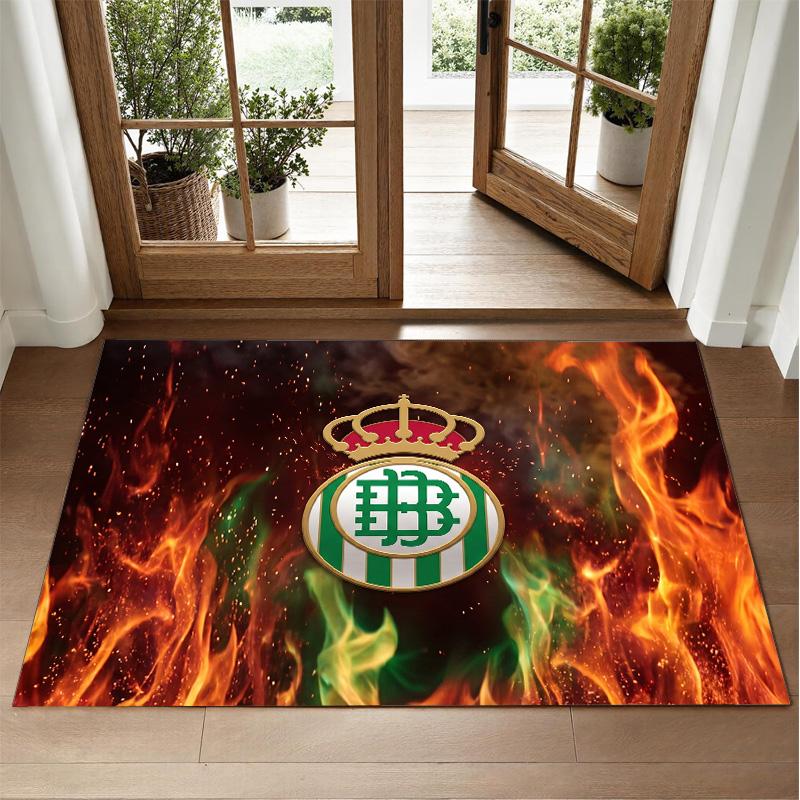 Real Betis Football Design Crystal Velvet Rug Soft Decorative Mat for Bedroom Entrance