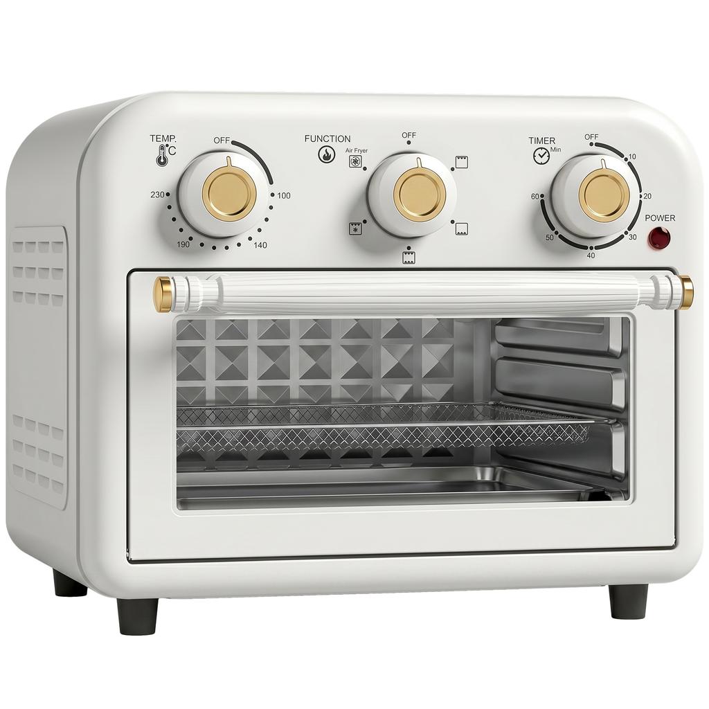 Air Fryer Toaster Oven, Convection Countertop Oven, with Adjustable Temperature and Timer, 12 L, Cream White