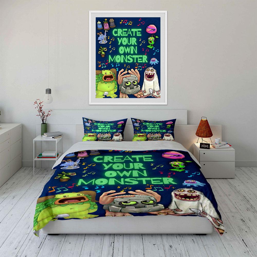 Colorful monsters and music. Bedding sets Duvet cover sets Duvet covers Pillowcases(1*Duvet Cover 2*Pillowcases without duvet insert)