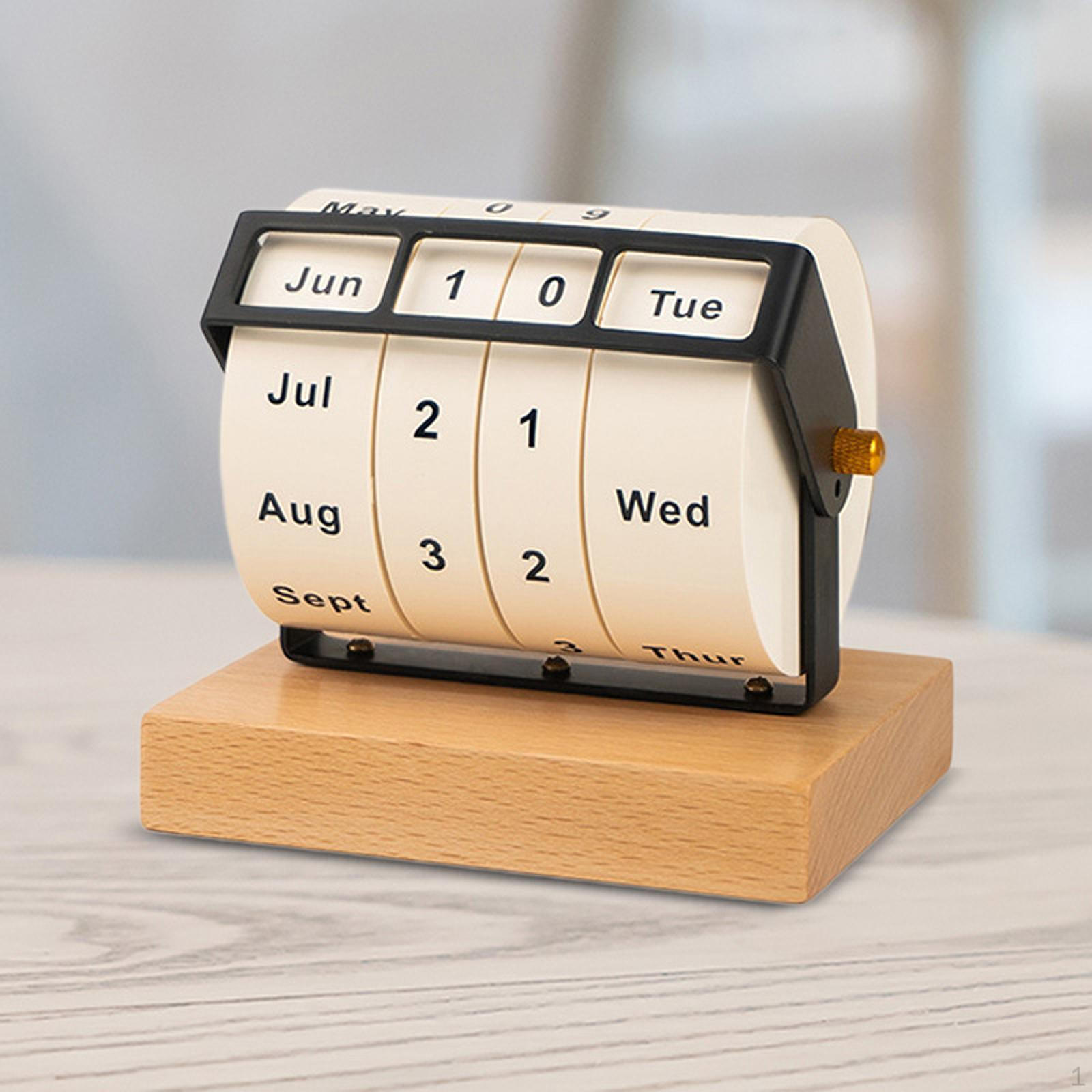 

Вращающийся вечный настольный календарь настольное произведение искусства деревянное колесо для офиса школы