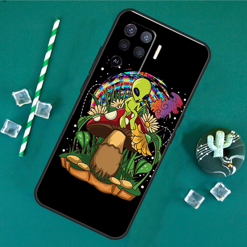 Hippie Mushroom Frog Shrooms Case For Oppo A17 A15 A40 A60 A80 A16 A76 A96 A18 A38 A58 A78 A98 A91 A57 A74 A94 A54S Cover