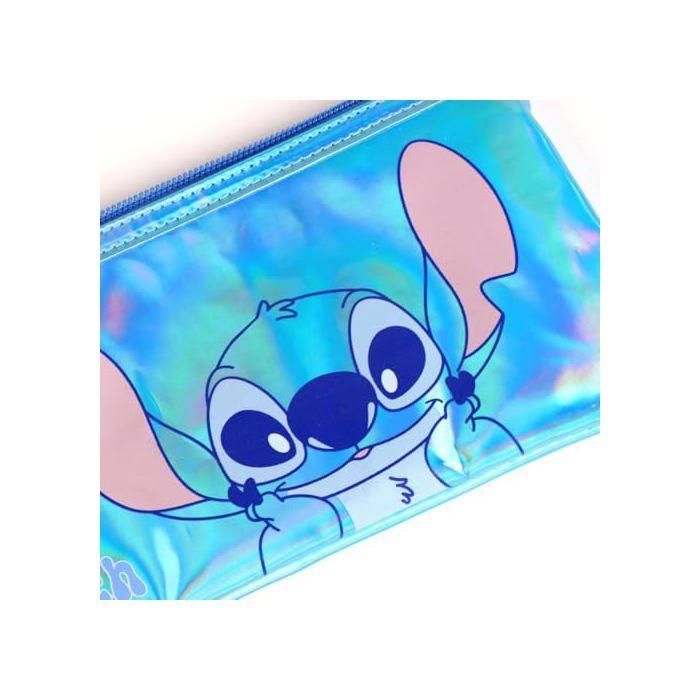 Trousse métallique holographique - CERDÁ LIFE'S LITTLE MOMENTS - Bleu - Caricature Stitch - Grande capacité