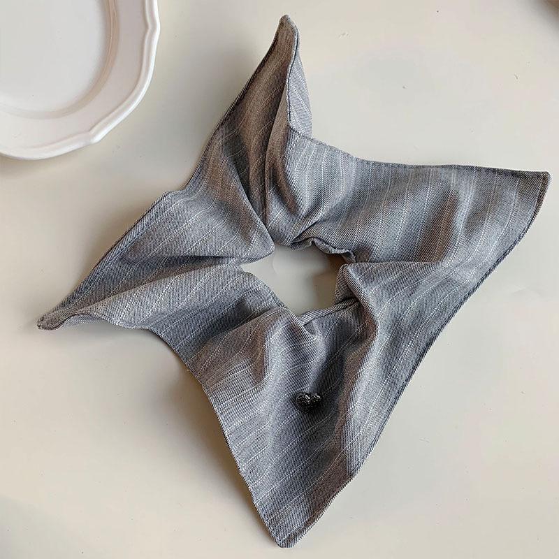 Korean Stripe Heart Scarf Scrunchie: High-End Oversized Hair Tie for Women