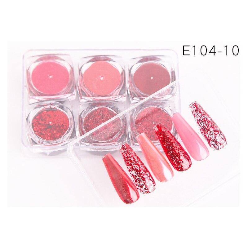 6 ks nail art třpytivý prášek na zdobení nehtů lesknoucí se pigmentové vločky flitr nail art dekorace