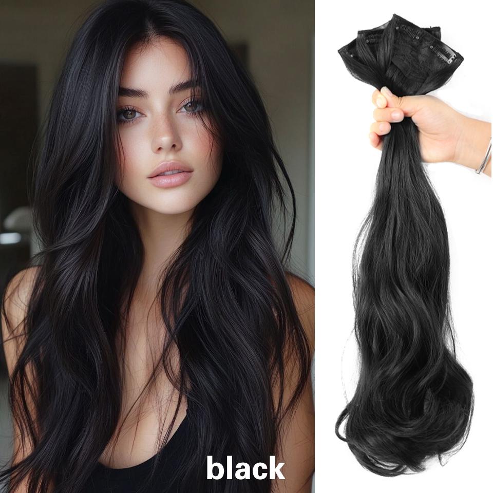 

20inch/24inch Synthetic 3Pcs/Set Clip In Hair Extensions Long Wavy Thick Hairpieces For Women Full Head Hair Pieces Fake Hairs 50CM
