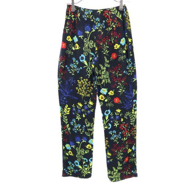 VERSACE made in Italy Floral Thin Long pants 24/38 Black series Side zip Women Used