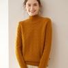 Twisted Flower Half-High Collar Cashmere Knit Sweater - Women's Loose Solid Color Casual Pullover, Long Sleeve Warm Top
