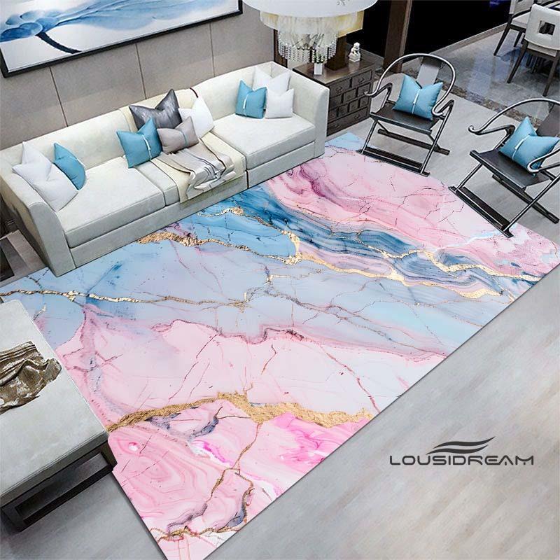 Luxury Fantasy Marble Carpet, Bedroom Carpet, Living Room, Sofa Decoration, Large Green and Gold Game Decoration